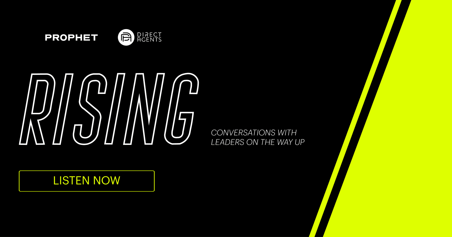 Rising Podcast Logo Hosted by Prophet Partner Mat Zucker and Direct Agents' Jeff Boaz